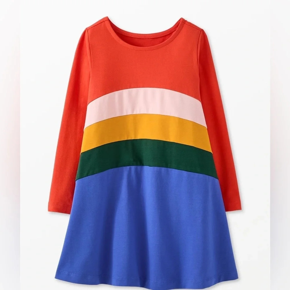 Hanna Andersson long sleeve colorblock swing dress toddler girl colorful striped